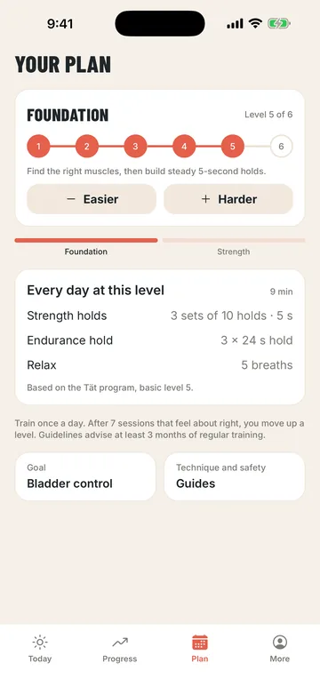 Steady training plan with 12 levels